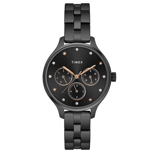 [TWEL14816] Timex Fashion Women's Black Dial Round Case Multifunction Function Watch -TWEL14816