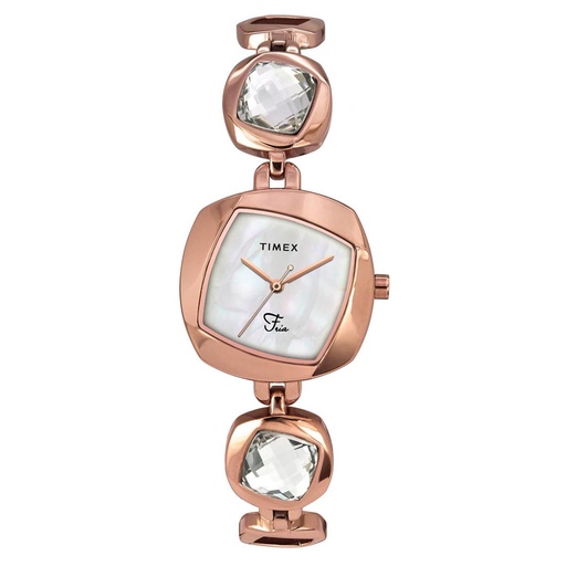 [TWEL15000] Timex Fria Women Off White Square Analog Watch - TWEL15000