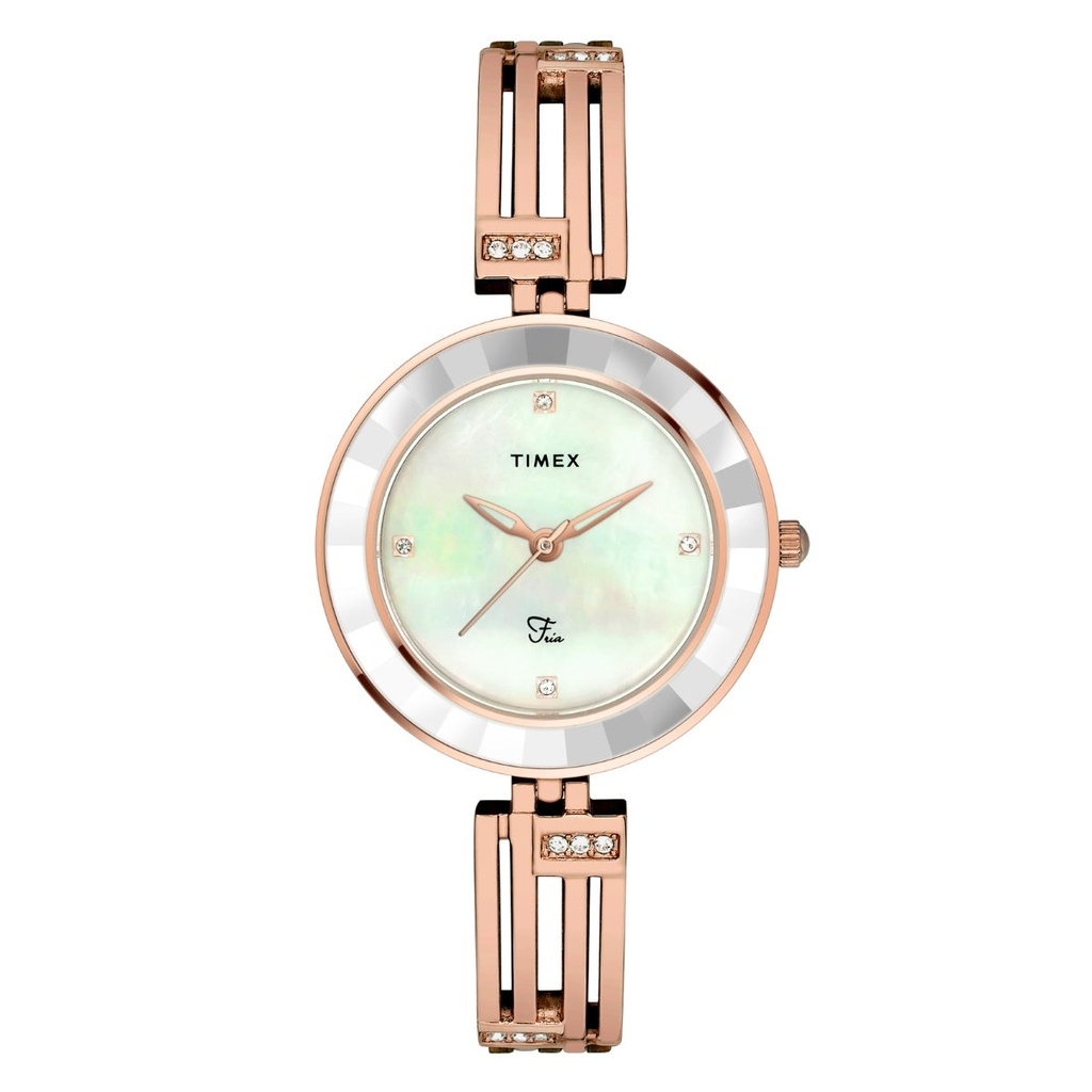 [TWEL16200] Timex Fria Women Off White Round Analog Watch - TWEL16200