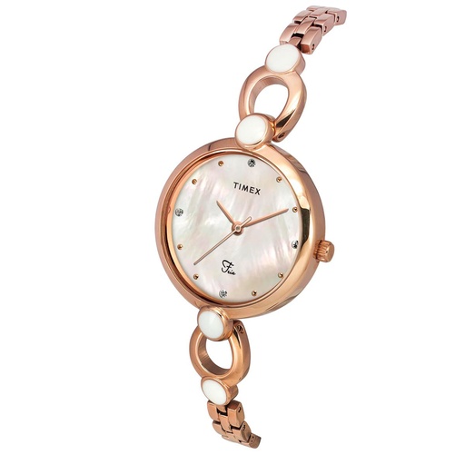 [TWEL18102] Timex Fria Women Off White Round Analog Watch - TWEL18102