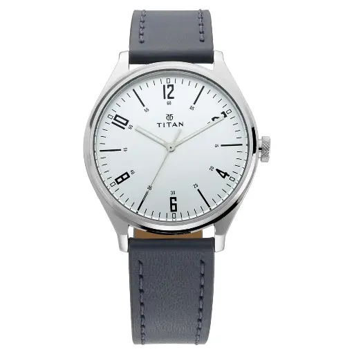 [1802sl02] Titan Men's Minimalist Zen Watch: Sleek Leather Strap with Contrast Hands