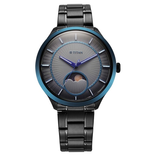 [10028km01] Titan Caelum Sun Moon Sub-Dial in Gunmetal Grey - Stellar Edition