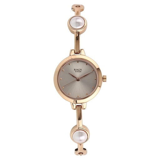 [2576wm01] Titan Quartz Analog Grey Dial Metal Strap Watch for Women