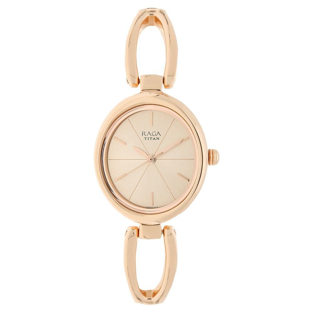 [2579wm01] Titan Raga Viva Rose Gold Dial Women Watch With Metal Strap