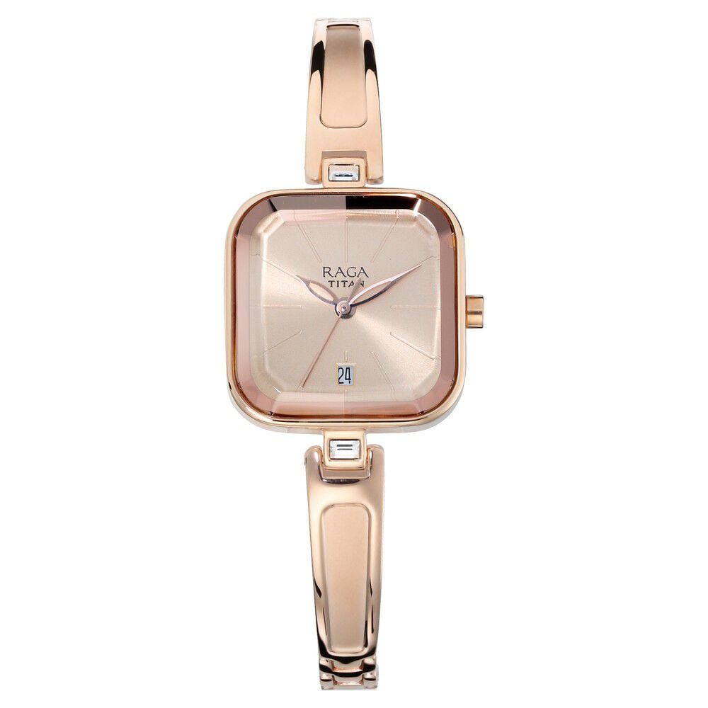 [2607wm01] Titan Raga Viva Rose Gold Dial Women Watch With Metal Strap