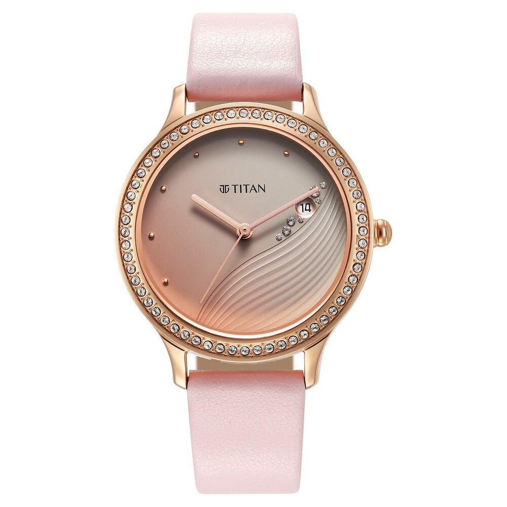 [2634wl02] Titan Purple Glam It Up Pink Dial Analog with Date Strap Watch for Women