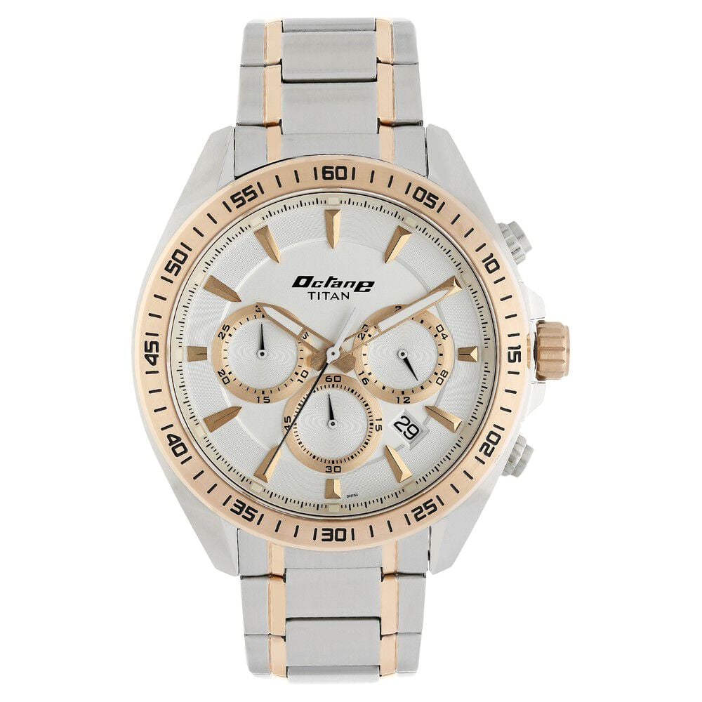 [90103km01] Titan Octane White Dial Chrono Stainless Strap watch for Men