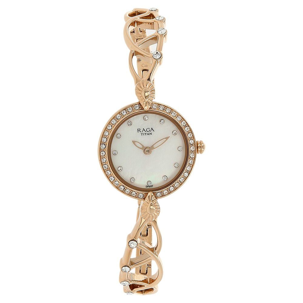 [95022wm01] Titan Raga Moonlight Mother of Pearl Dial Women Watch With Metal Strap