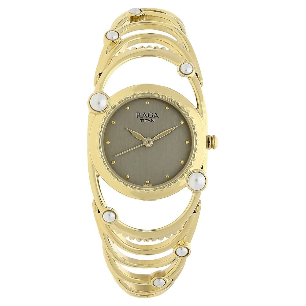 [95049ym01] Titan Raga Aurora Grey Dial Women Watch With Metal Strap