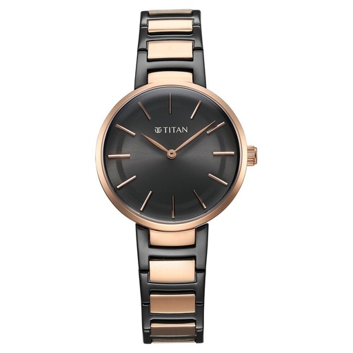 [95183km02] Titan Workwear Quartz Analog Anthracite Dial Stainless Steel Strap Watch for Women