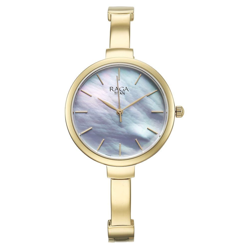 [95273ym01] Titan Raga Showstopper Quartz Analog Mother Of Pearl Dial Metal Strap Watch for Women