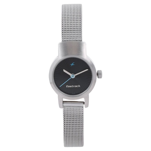 [2298sm03] Fastrack Quartz Analog Black Dial Metal Strap Watch for Girls