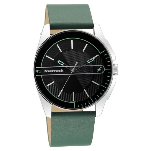 [3089sl16] Fastrack Wear Your Look Quartz Analog Black Dial Leather Strap Watch for Guys