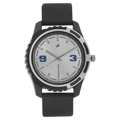 [3114pp02] Fastrack Quartz Analog Silver Dial Plastic Strap Watch for Guys