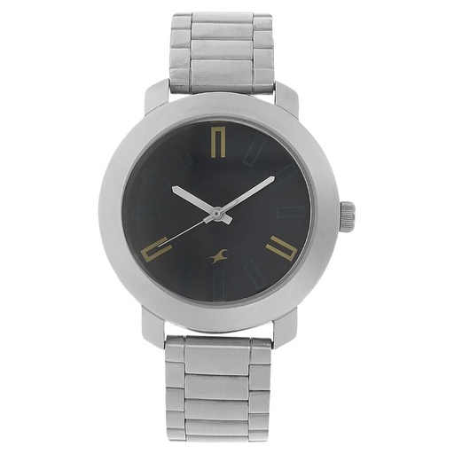 [3120sm02] Fastrack Quartz Analog Blue Dial Stainless Steel Strap Watch for Guys