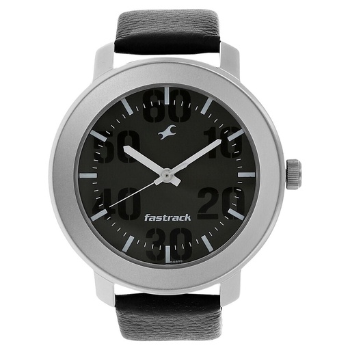 [3121sl02] Fastrack Quartz Analog Grey Dial Leather Strap Watch for Guys