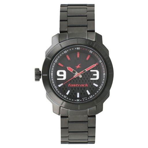 [3165nm01] Fastrack All Nighters Quartz Multifunction Brown Dial Metal Strap Watch for Guys