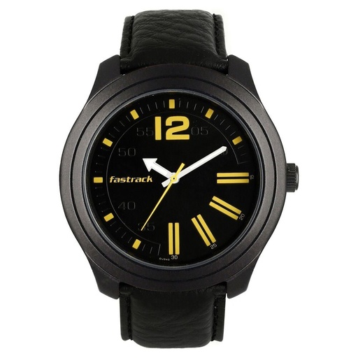 [3192al01] Fastrack All Nighters Quartz Analog Grey Dial Leather Strap Watch for Guys