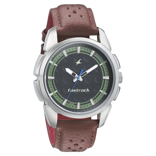 [3283sl01] Fastrack Exuberant Quartz Analog White Dial Leather Strap Watch for Guys