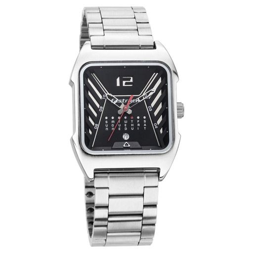 [3249sm01] Fastrack Gamify Quartz Analog with Day and Date Black Dial Metal Strap Watch for Guys