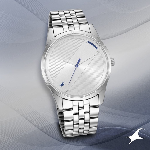 [3277sm01] Fastrack Stunners Quartz Analog Silver Dial Metal Strap Watch for Guys