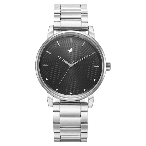 [3278sm05] Fastrack Stunners Black Dial Metal Strap Watch for Guys