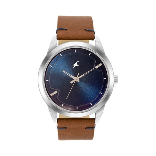 [3308sl01] Fastrack Stunners Quartz Analog Blue dial Leather Strap Watch for Guys
