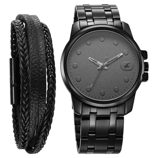 [3314nm01f] Fastrack Pulse Quartz Analog Anthracite Dial With Black Stainless steel Strap Watch for Guys