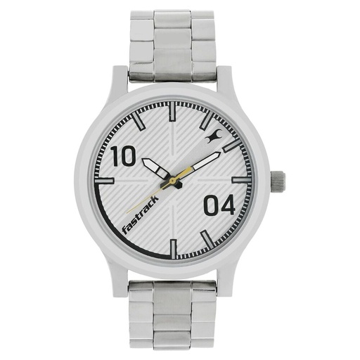 [38051sm03] Fastrack Fundamentals Quartz Analog Blue Dial Stainless Steel Strap Watch for Guys