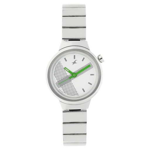 [6109sm03] Fastrack Quartz Analog Blue Dial Stainless Steel Strap Watch for Girls