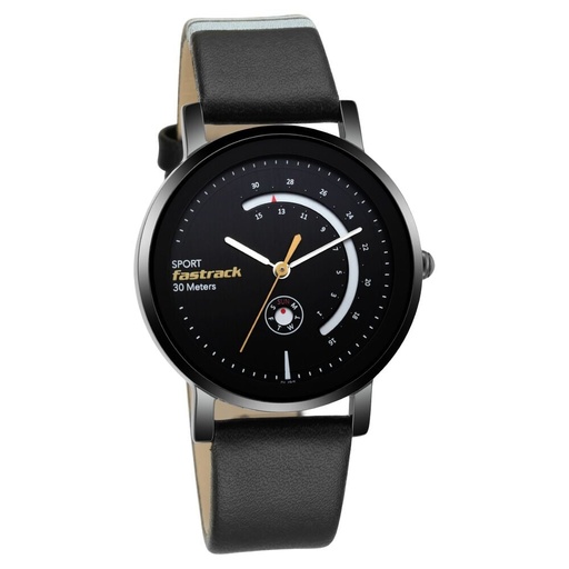 [6172nl01] Fastrack Wear Your Look Quartz Analog with Day and Date Black Dial Leather Strap Watch for Girls