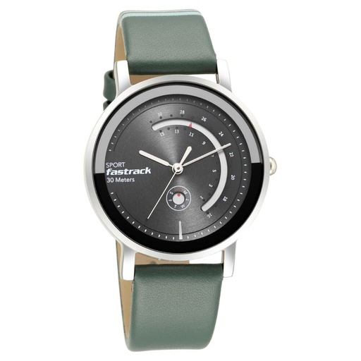 [6172sl04] Fastrack Wear Your Look Quartz Analog with Day and Date Grey Dial Leather Strap Watch for Girls