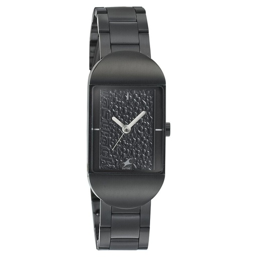 [6201km03] Fastrack Go Skate Quartz Analog Black Dial Stainless Steel Strap Watch for Girls
