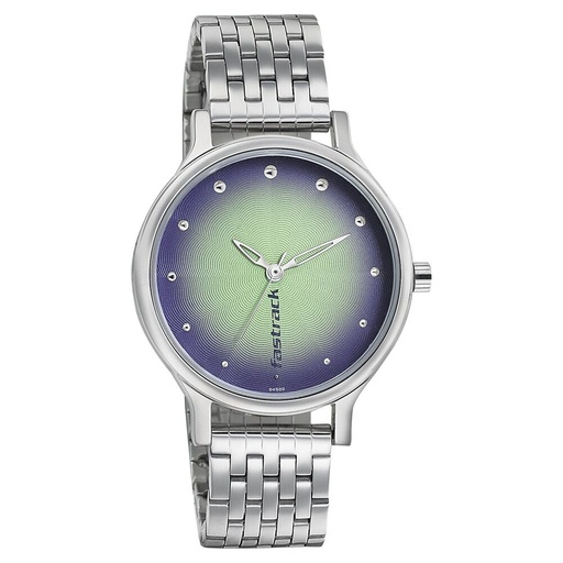 [6122sm01] Fastrack Quartz Analog Bicolour Dial Stainless Steel Strap Watch for Girls