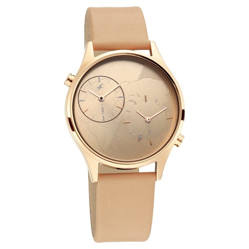 [6229wl01] Fastrack Paint Me Quartz Analog Blue Dial Leather Strap Watch for Girls