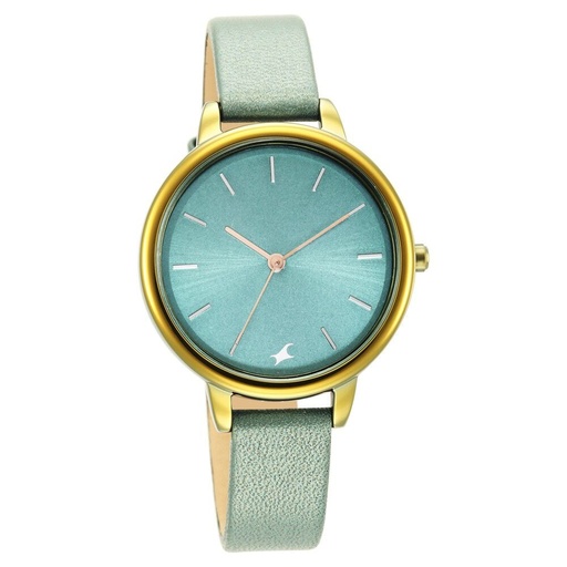 [6234ql02] Fastrack Glitch Quartz Analog Blue Dial Leather Strap Watch for Girls